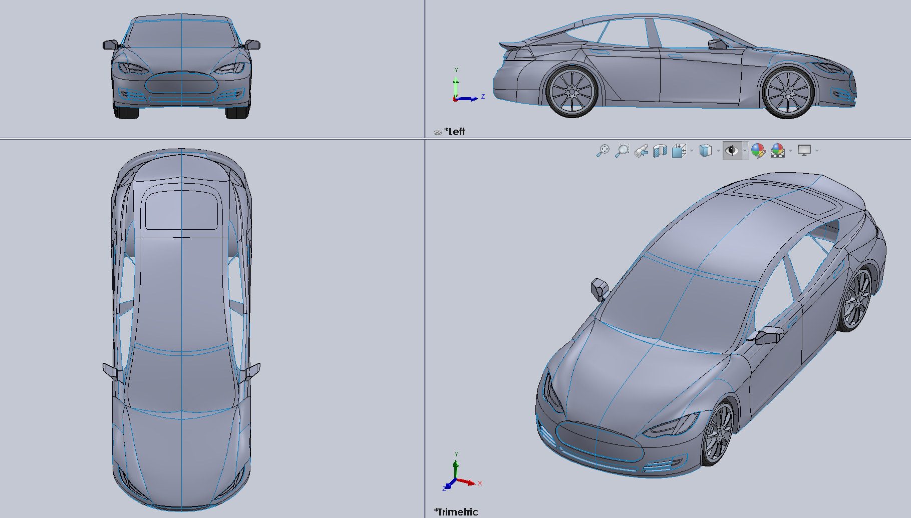 Tesla Model S Multiview Drawing